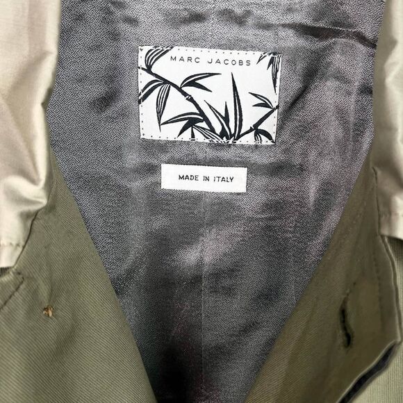 New Marc Jacobs Men IT 46 Olive Green Color Block Twill Safari Jacket Italy $700 - Picture 13 of 16
